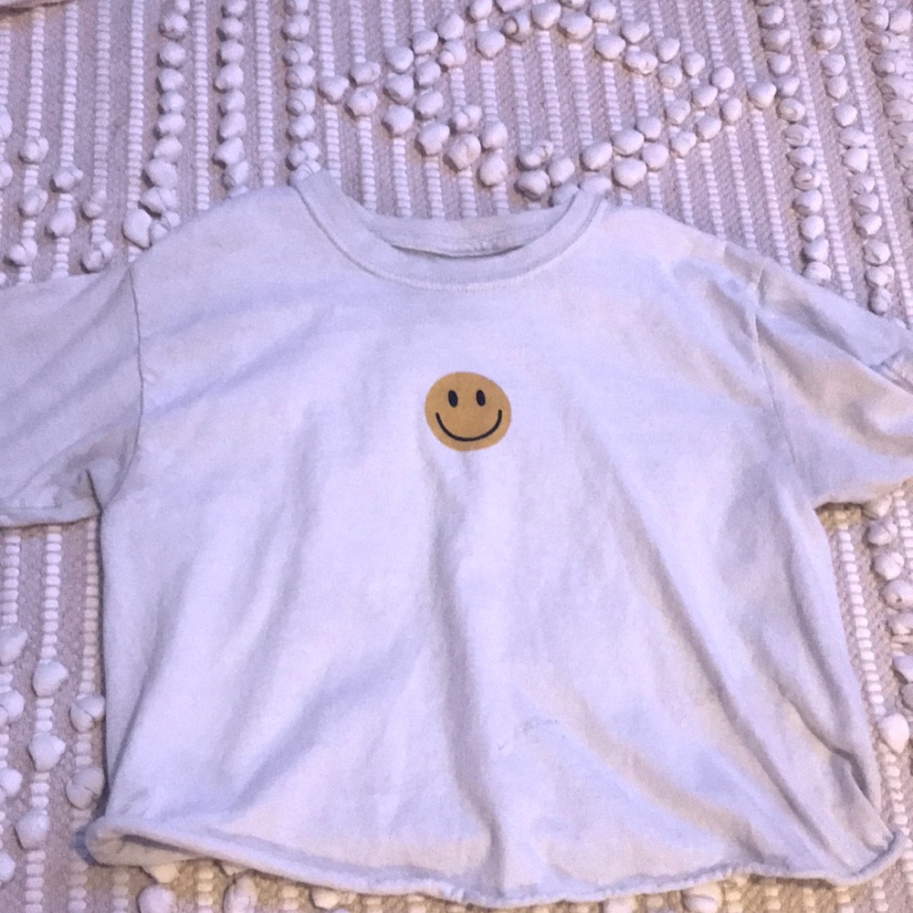 Cute white tee shirt for teens with smiley faces